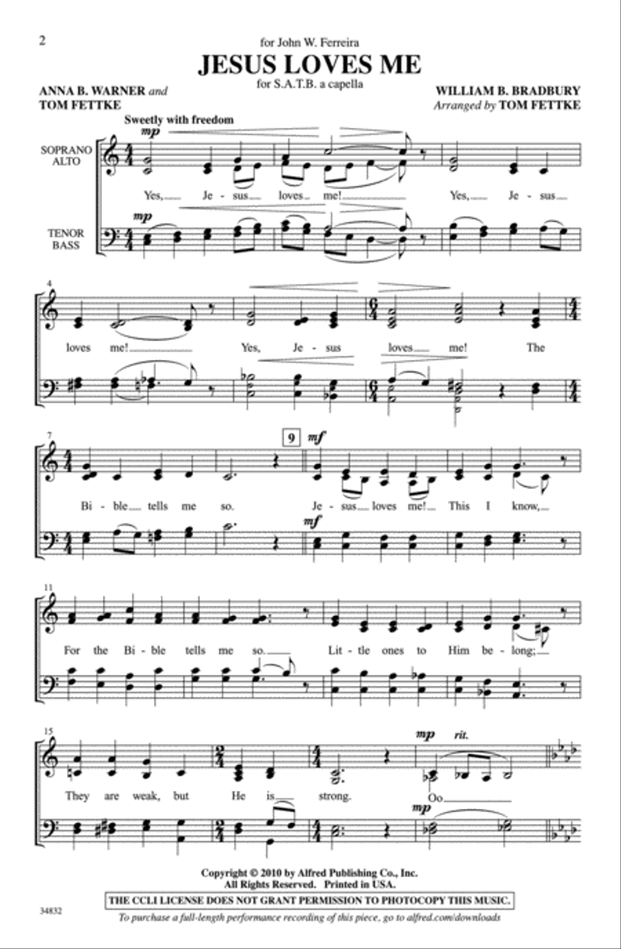 Jesus Loves Me Jesus Loves Me 4-Part scores gallery preview page 2