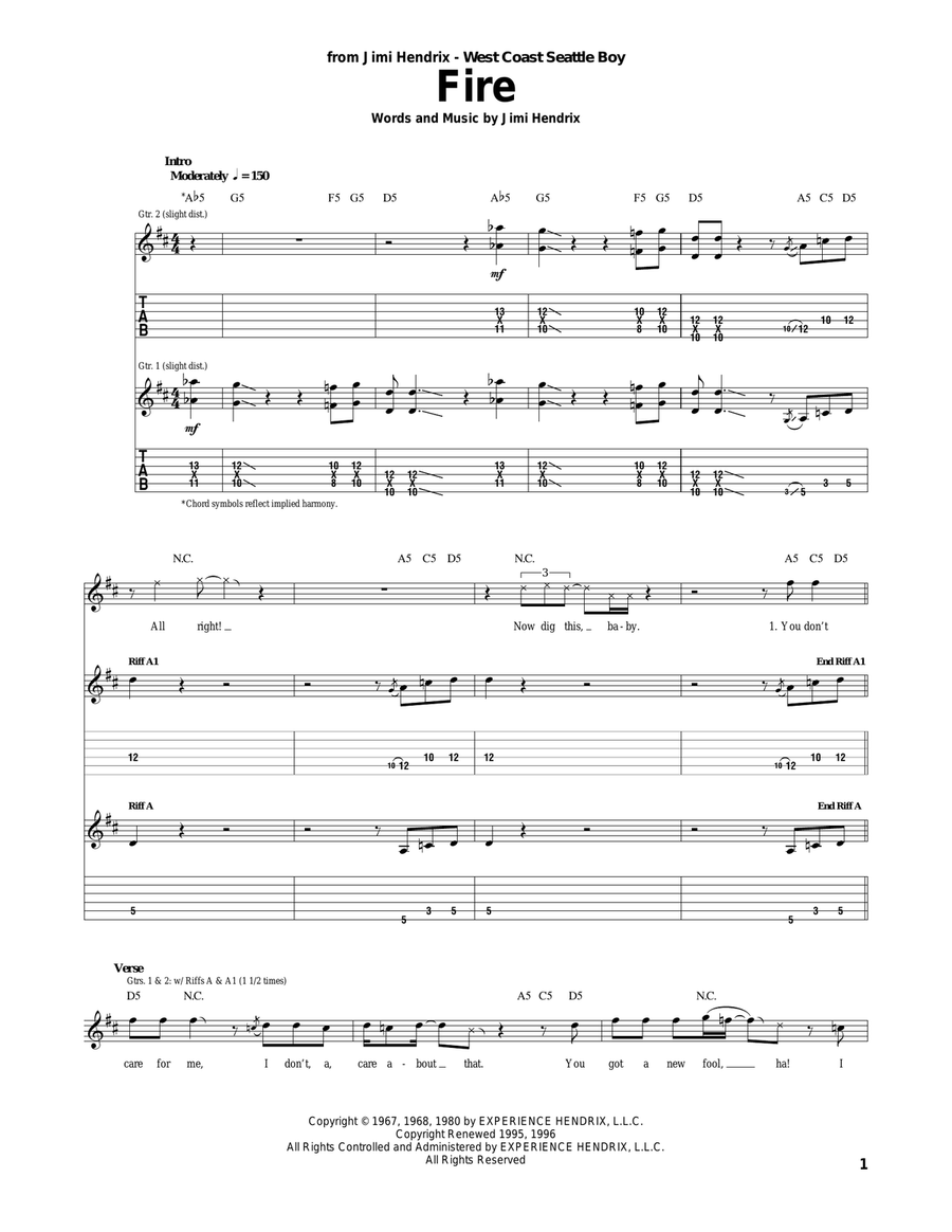 Fire Acoustic Guitar scores gallery preview page 1