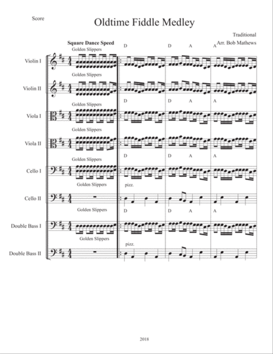 Old-time Fiddle Medley For Strings String Quartet scores gallery preview page 1
