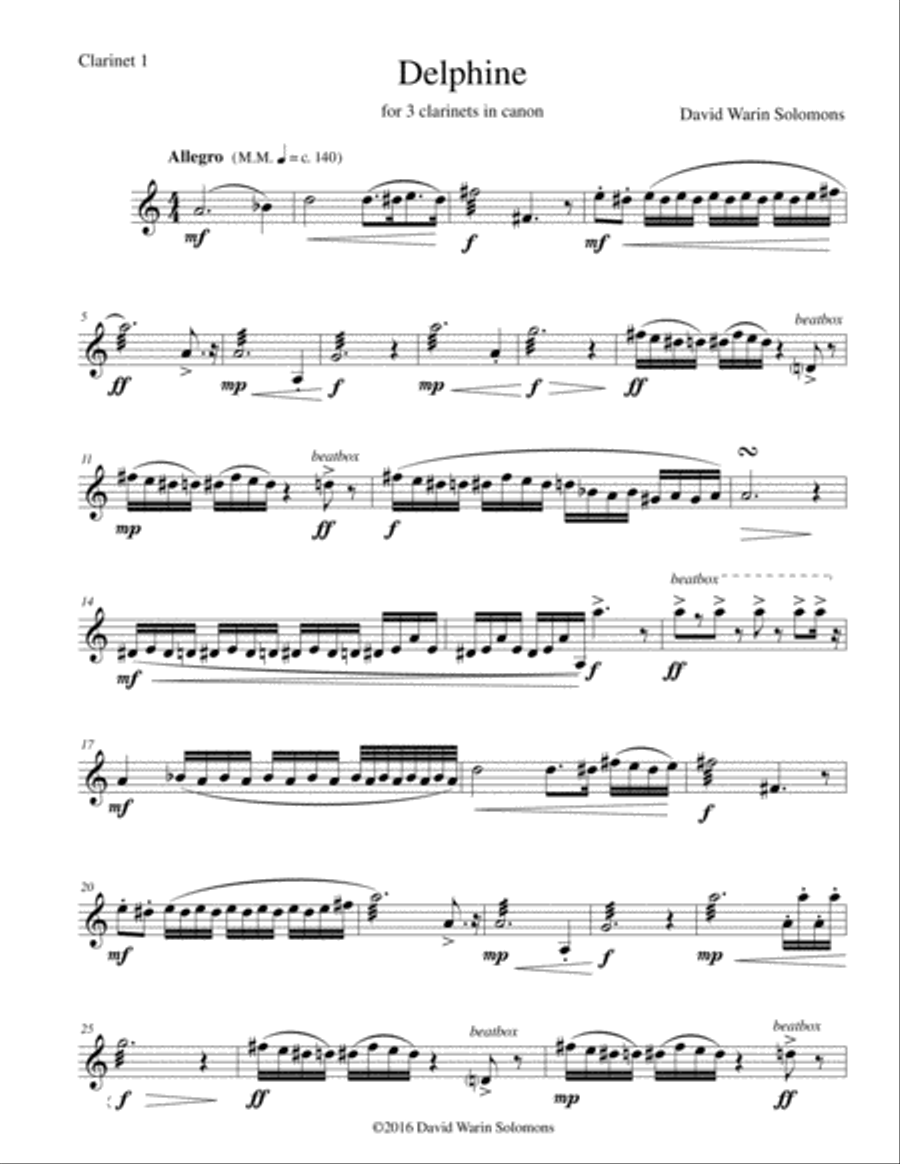 Delphine for clarinet trio (canon a 3) Clarinet Trio scores gallery preview page 6