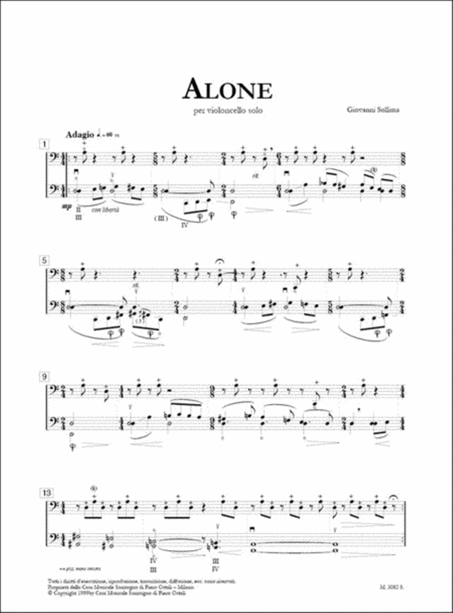 Alone, per Violoncello Alone, per Violoncello Cello scores gallery preview page 2