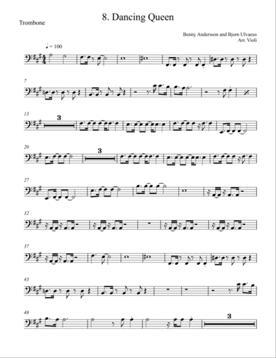 Dancing Queen Trombone Solo scores gallery preview page 1