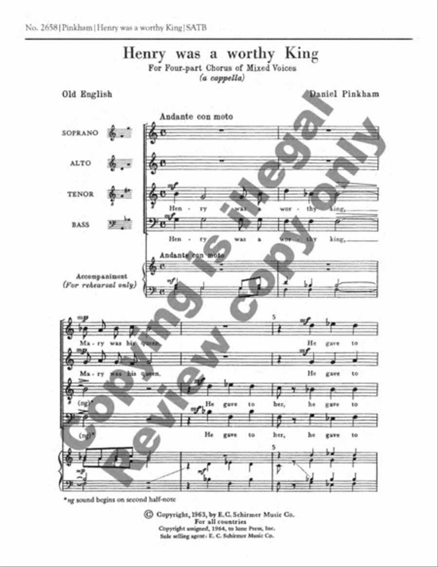Henry Was a Worthy King 4-Part scores gallery preview page 2