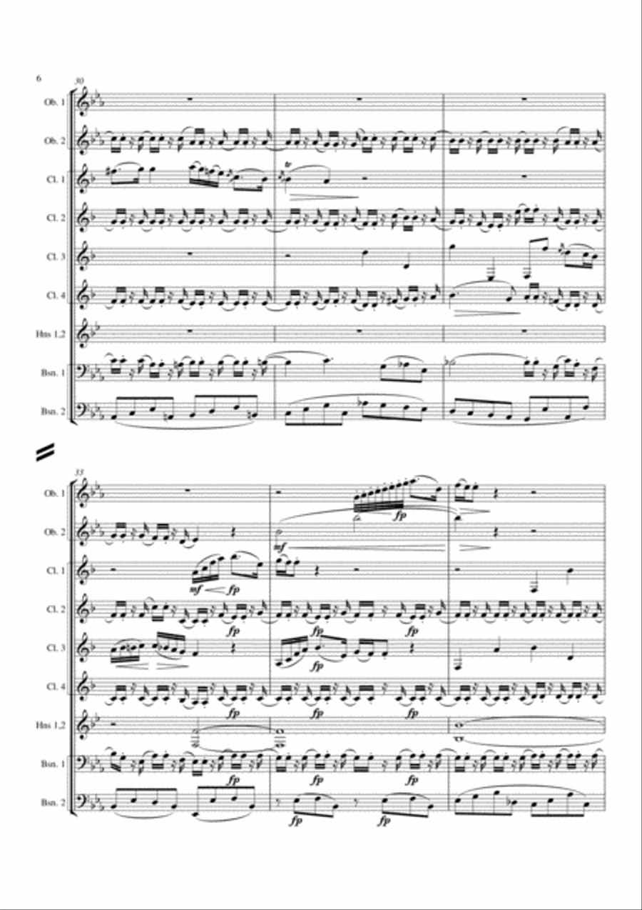Adagio for 10 Winds, Serenade #10 Gran Partita Horn scores gallery preview page 6