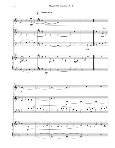Mahler 1888 Symphony No 1 1st Movement Themes Mixed Quartet Score and Parts