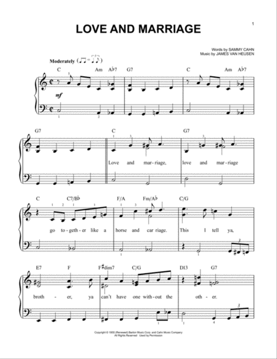 Love And Marriage Easy Piano scores gallery preview page 1