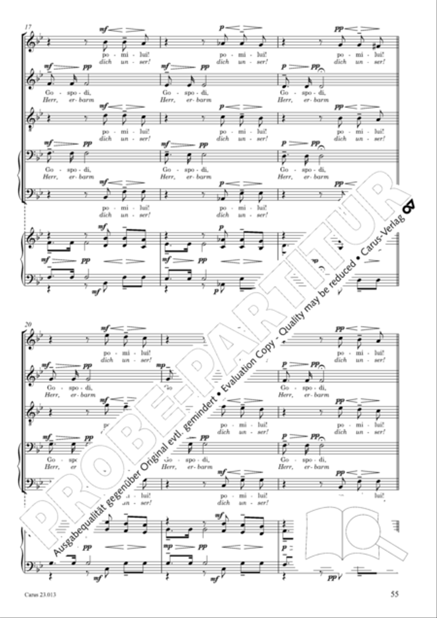 Liturgy of St. John Chrysostom op. 31 for mixed choir a cappella (Chrysostomos-Liturgie op. 31 fur Chor a cappella mit singbarem deutschem Text)