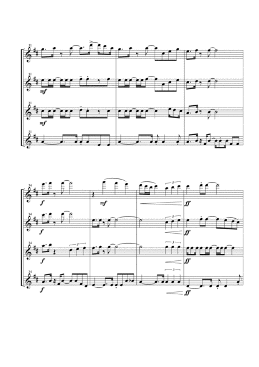 Dancing Queen Woodwind Quartet scores gallery preview page 6