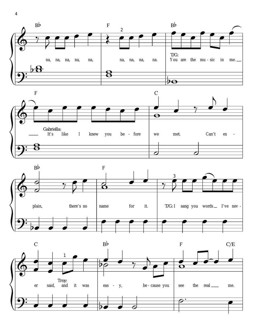 You Are The Music In Me (from High School Musical 2) Easy Piano scores gallery preview page 4