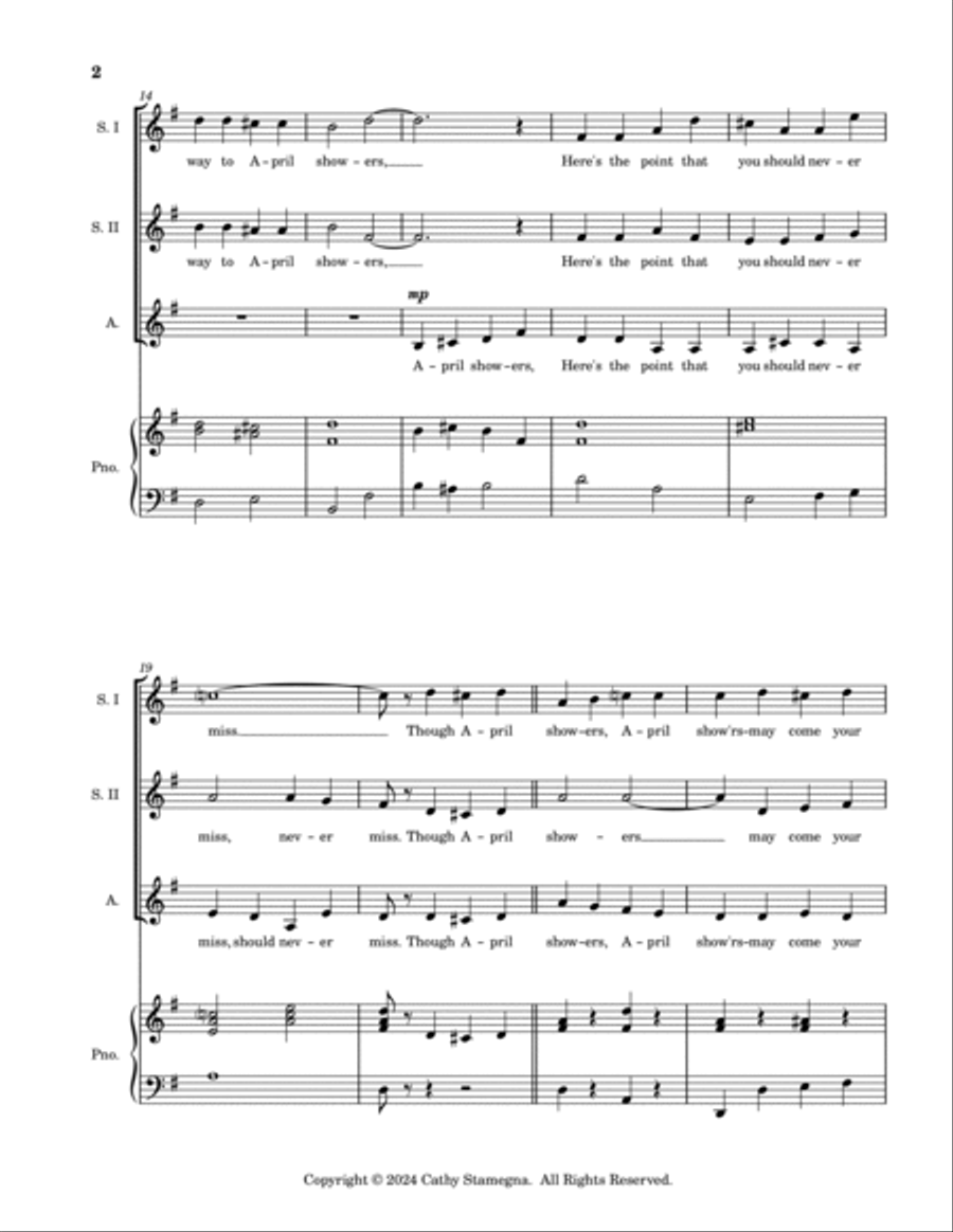 April Showers (SSA Choir, Piano Accompaniment)  SSA scores gallery preview page 3