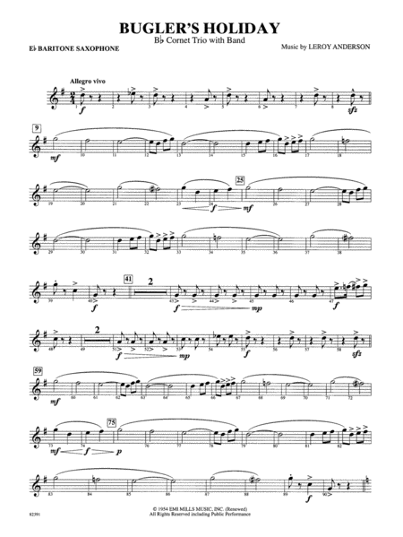 Bugler's Holiday (with Cornet Trio): E-flat Baritone Saxophone