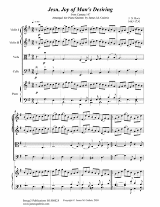 Bach: Jesu, Joy of Man's Desiring for Piano Quintet