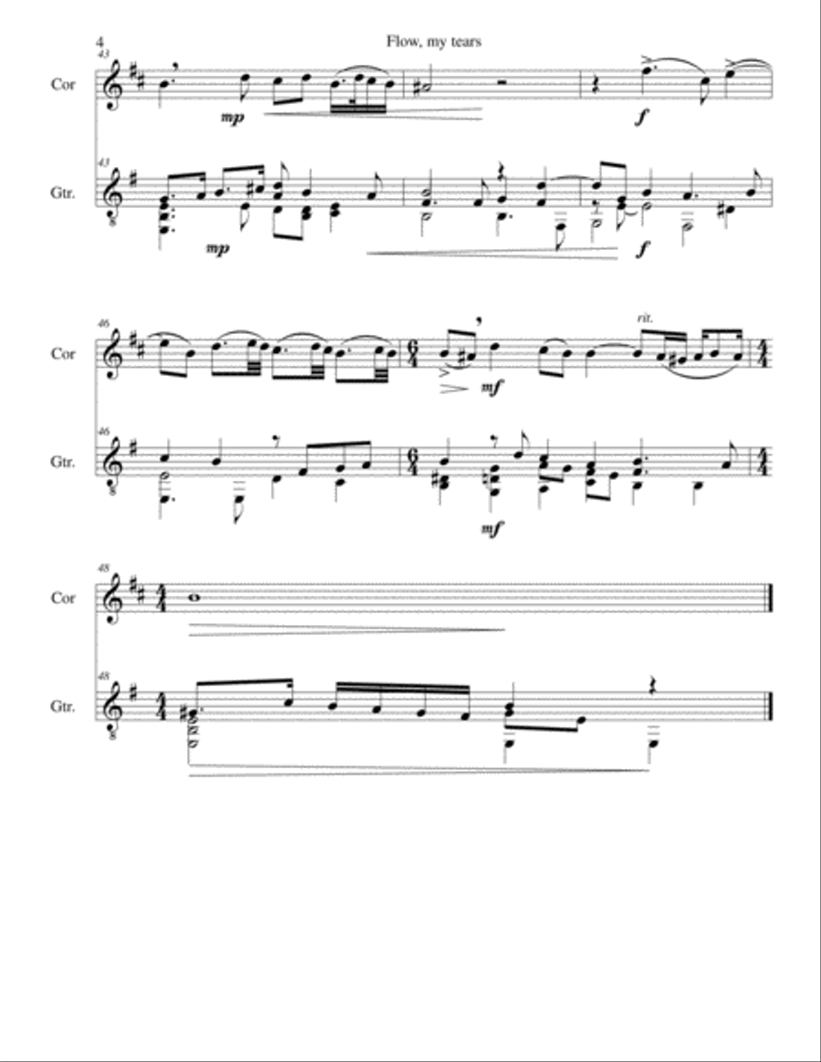 Flow my tears for cor anglais and guitar (with divisions) English Horn scores gallery preview page 4