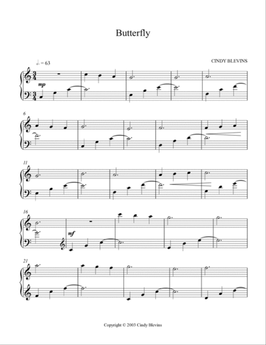 Butterfly, original solo for Lap Harp Lap Harp scores gallery preview page 2