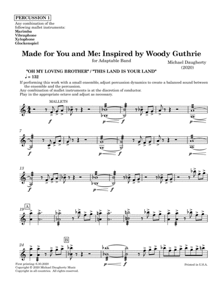 Made for You and Me: Inspired by Woody Guthrie - Percussion 1