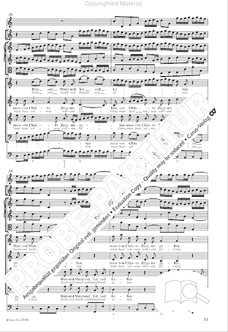 Heart and mouth and thought and action (Herz und Mund und Tat und Leben) (Herz und Mund und Tat und Leben) 4-Part scores gallery preview page 13