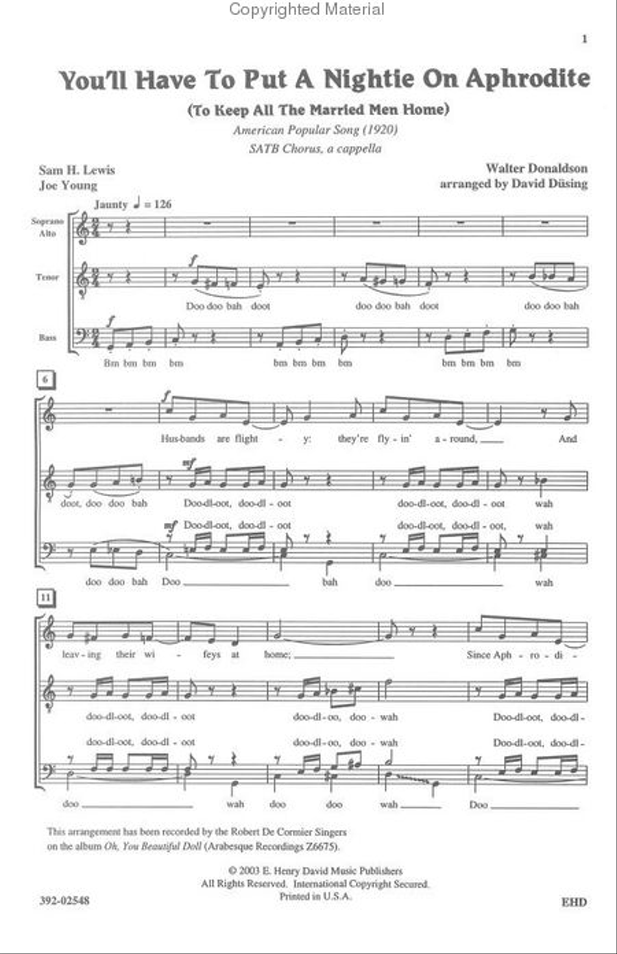 You'll Have To Put A Nightie On Aphrodite 4-Part scores gallery preview page 2