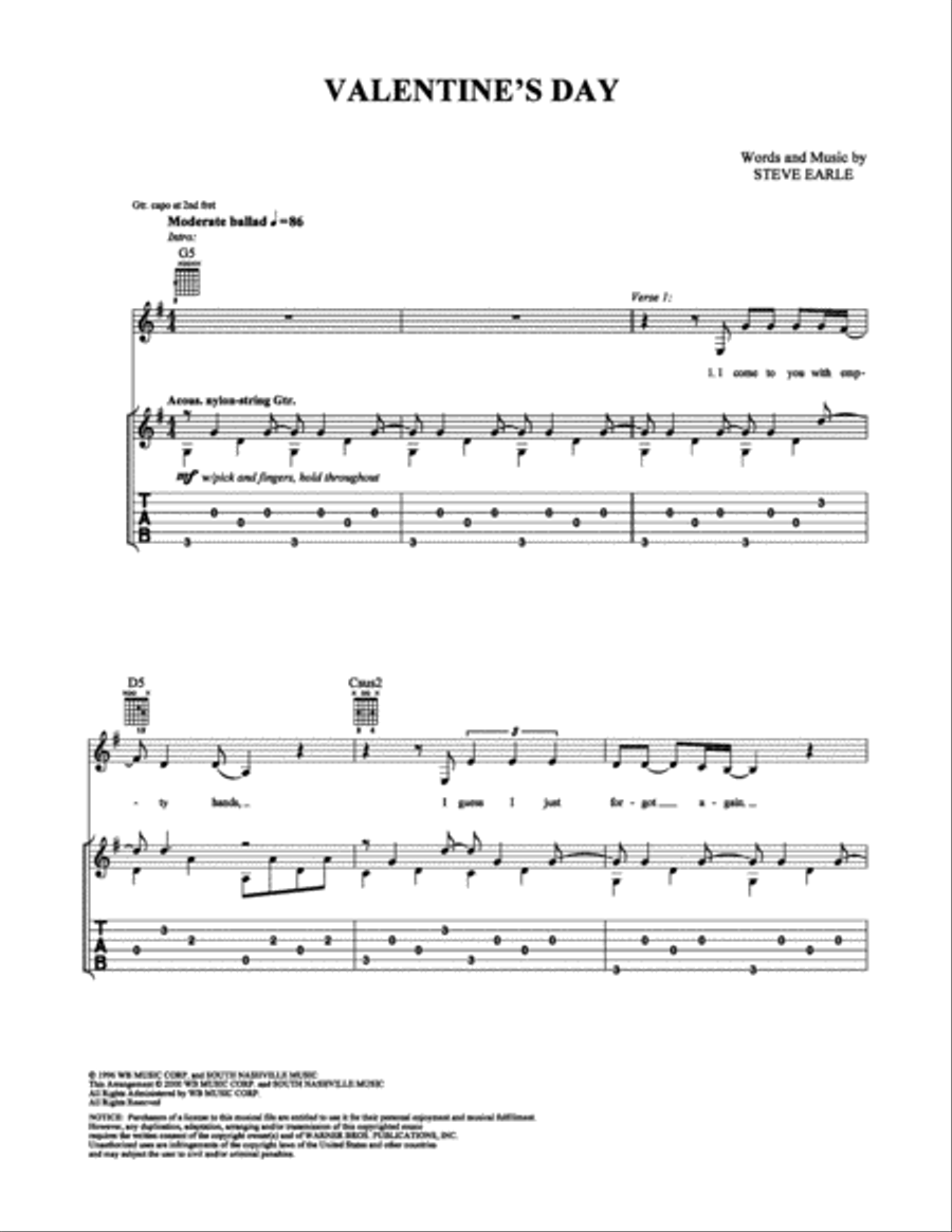 Valentine's Day Electric Guitar scores gallery preview page 1