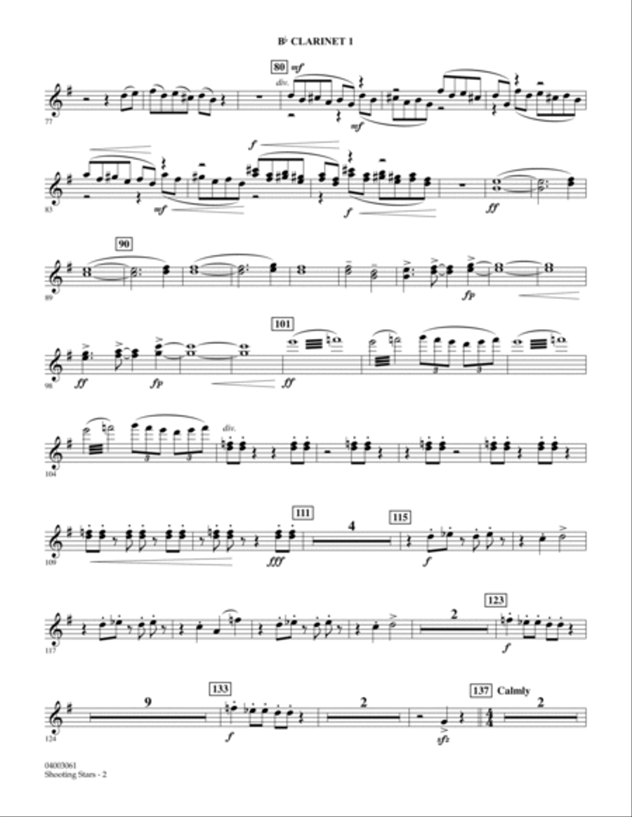 Shooting Stars - Bb Clarinet 1 Concert Band scores gallery preview page 2