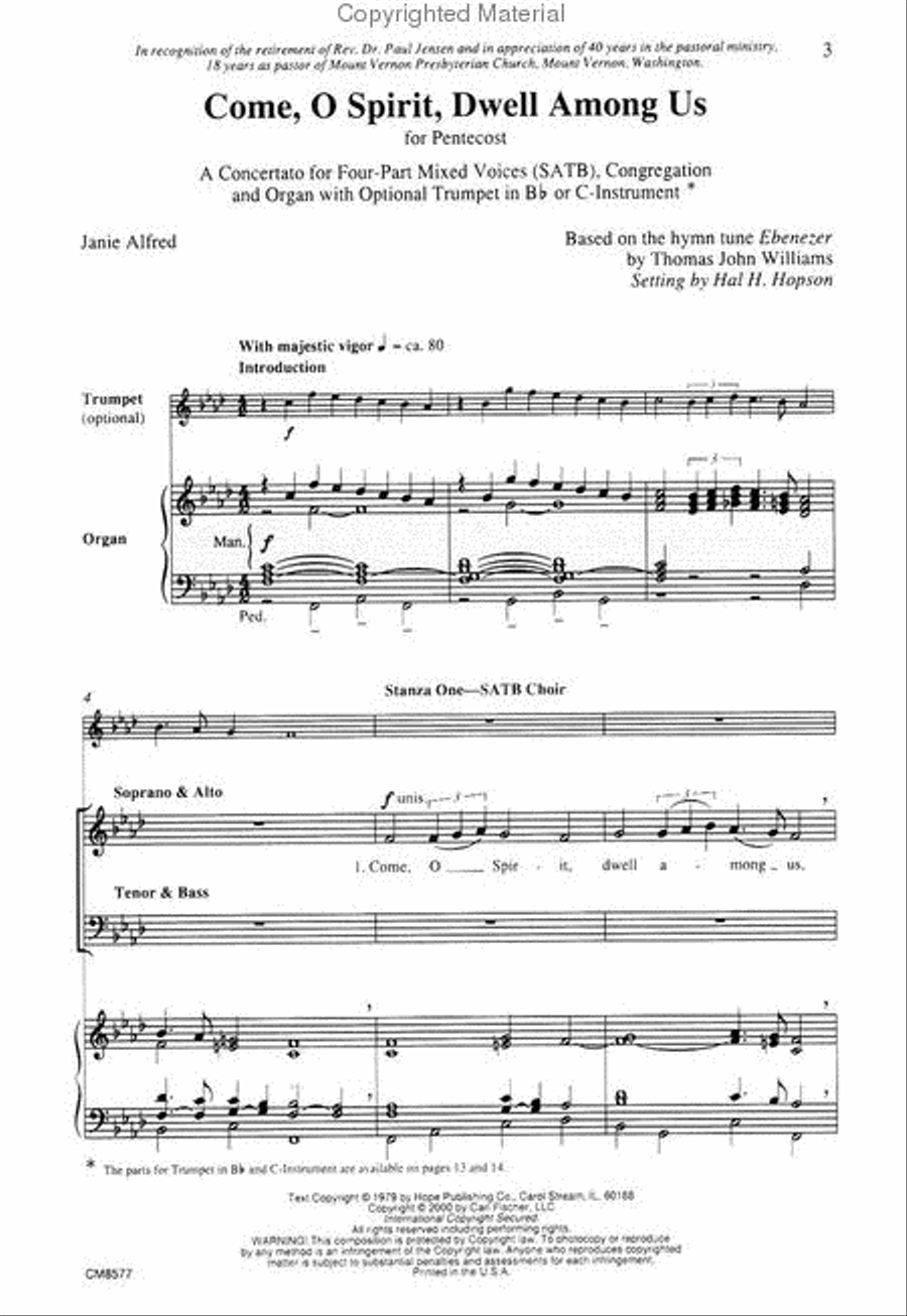 Come, O Spirit, Dwell Among Us 4-Part scores gallery preview page 2