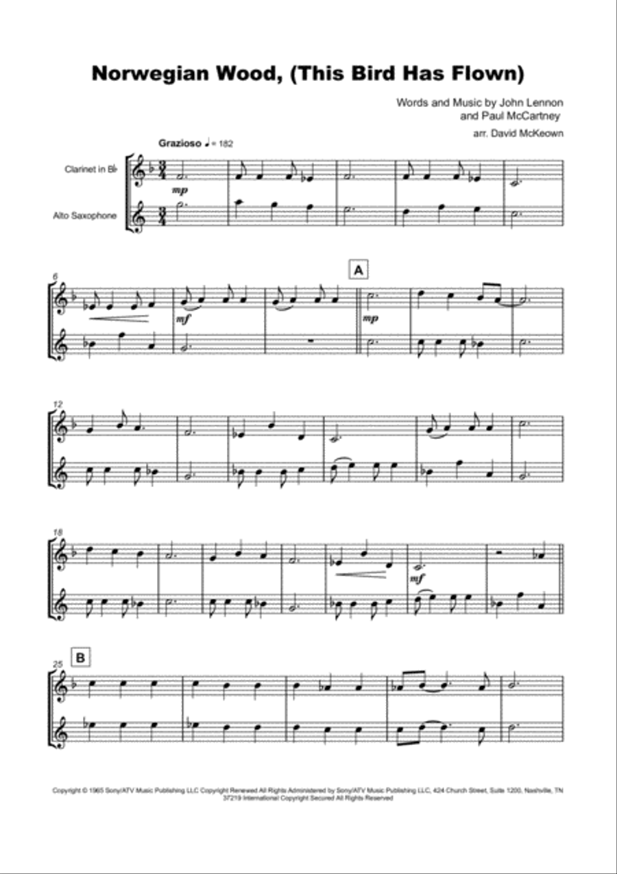 Norwegian Wood (this Bird Has Flown) Woodwind Duet scores gallery preview page 2