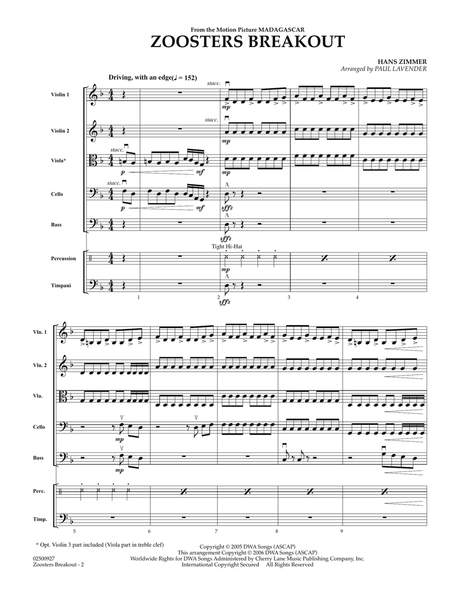 Zoosters Breakout (from Madagascar) - Full Score Orchestra scores gallery preview page 2