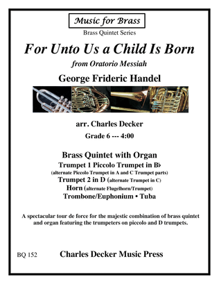 For Unto Us a Child Is Born from Messiah for Brass Quintet and Organ