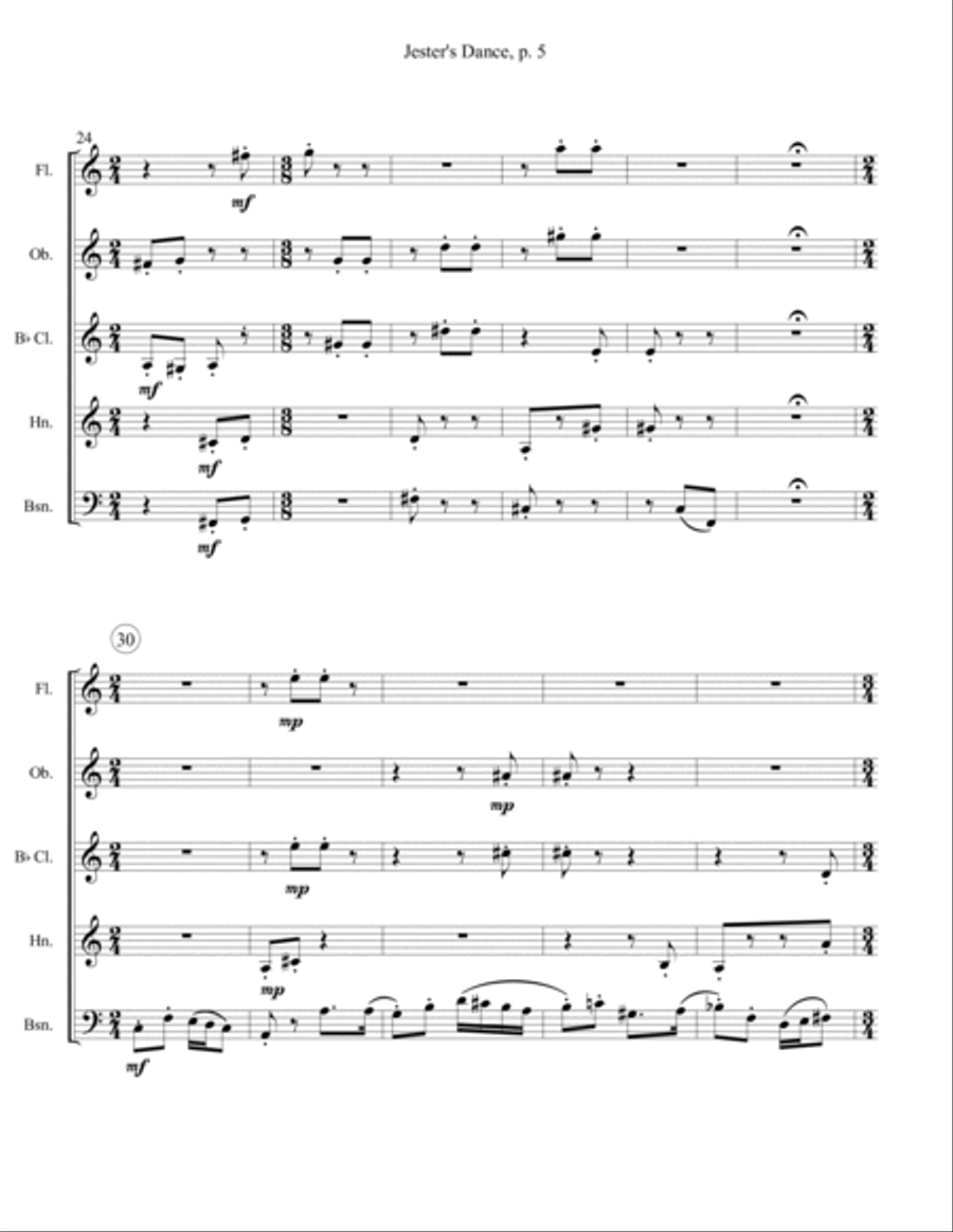 Jester's Dance - Wind Quintet Woodwind Quintet scores gallery preview page 5