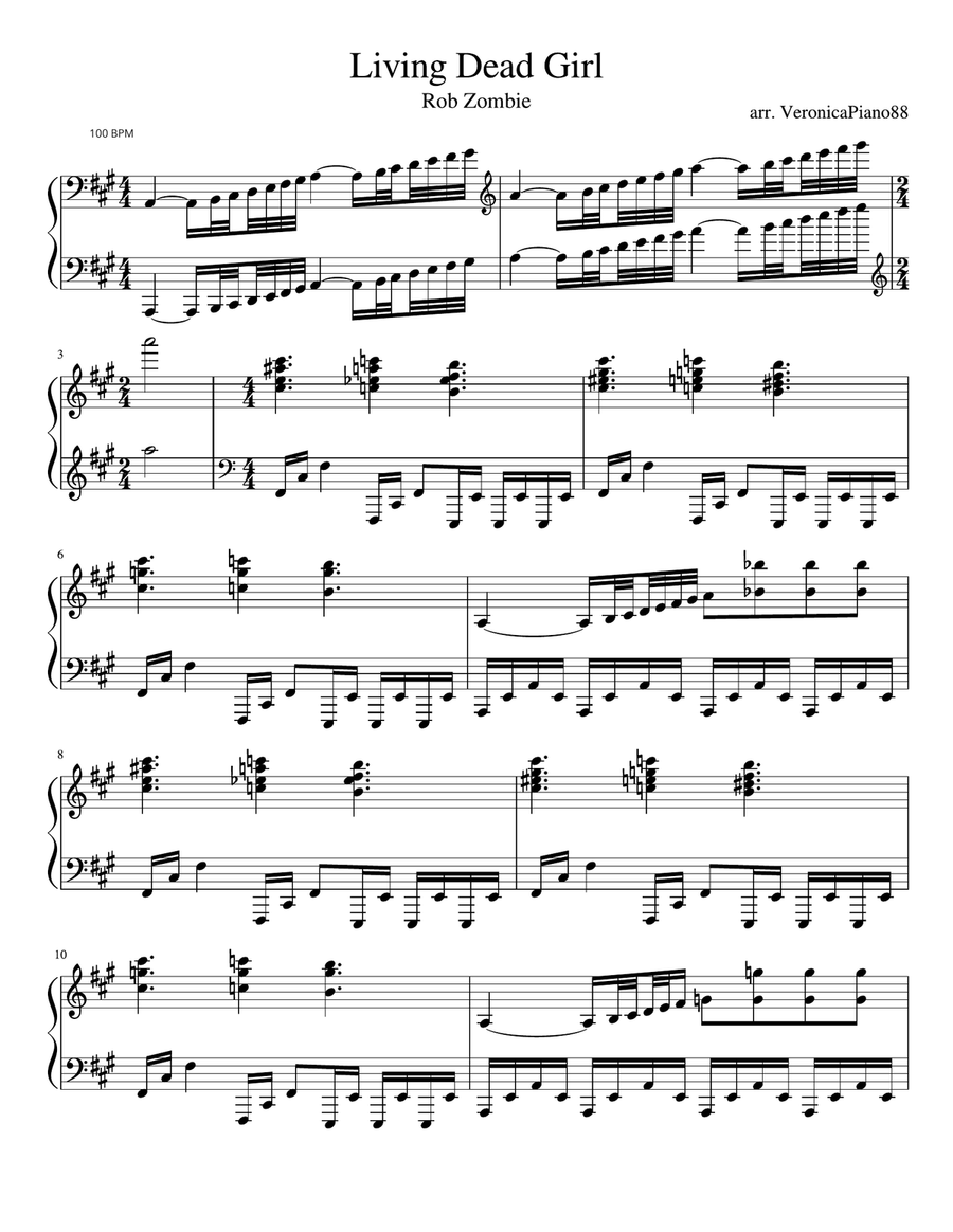 Living Dead Girl Living Dead Girl Piano Solo scores gallery preview page 1
