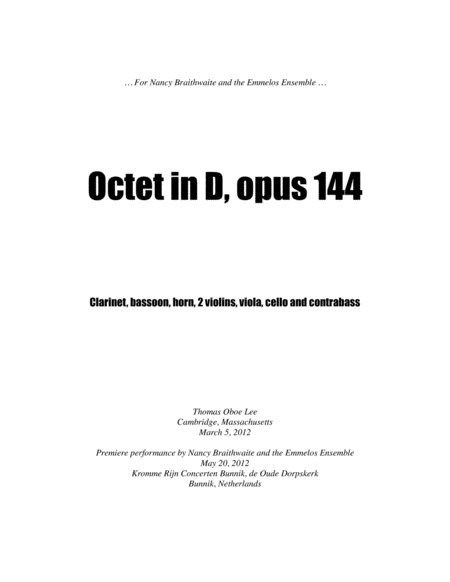 Octet in D, opus 144 (2012) full score image number null