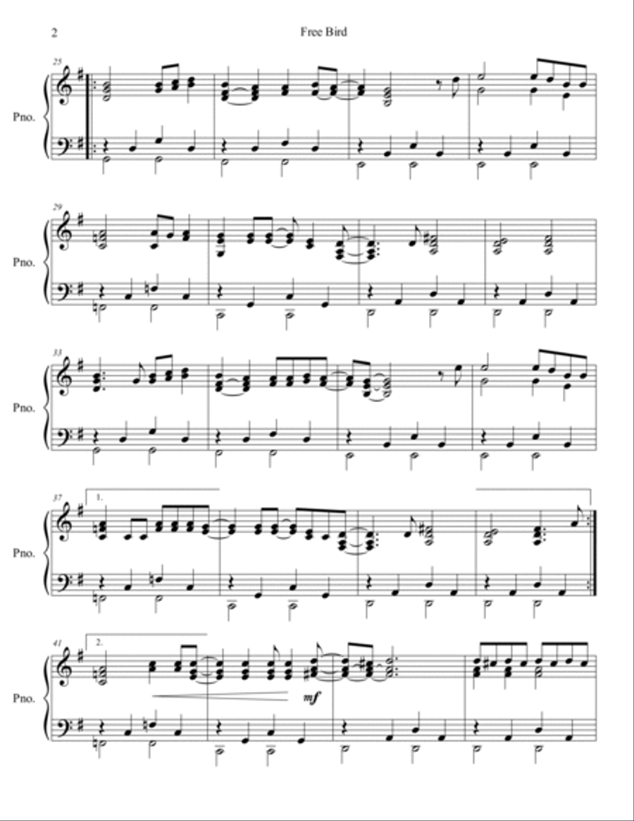 Free Bird Piano Solo scores gallery preview page 3
