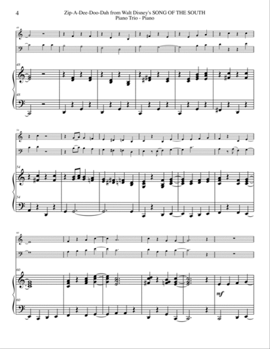 Zip-A-Dee-Doo-Dah Piano Trio scores gallery preview page 4