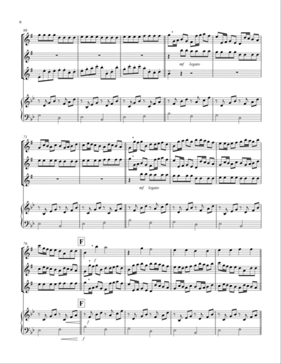 Canon (Pachelbel) (Bb) (Baritone Saxophone Trio, Keyboard) Chamber Music scores gallery preview page 6