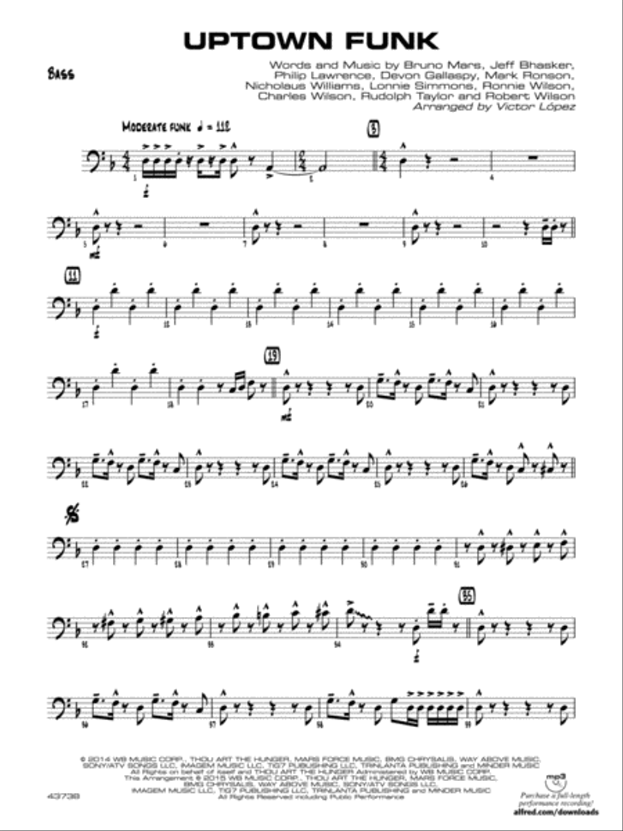 Uptown Funk String Bass by Bruno Mars Jazz Ensemble Digital