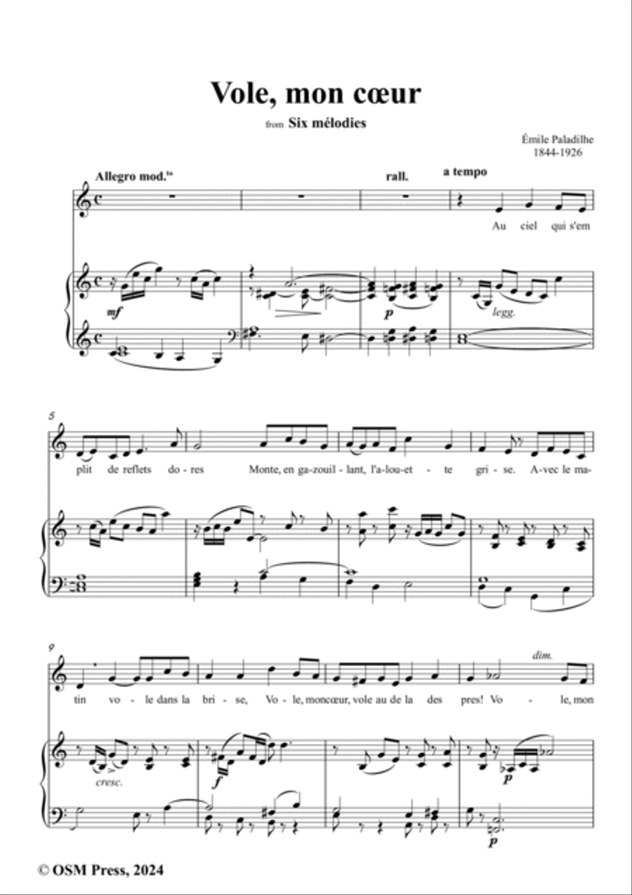 Paladilhe-Vole,mon cœur,in C Major Voice scores gallery preview page 2
