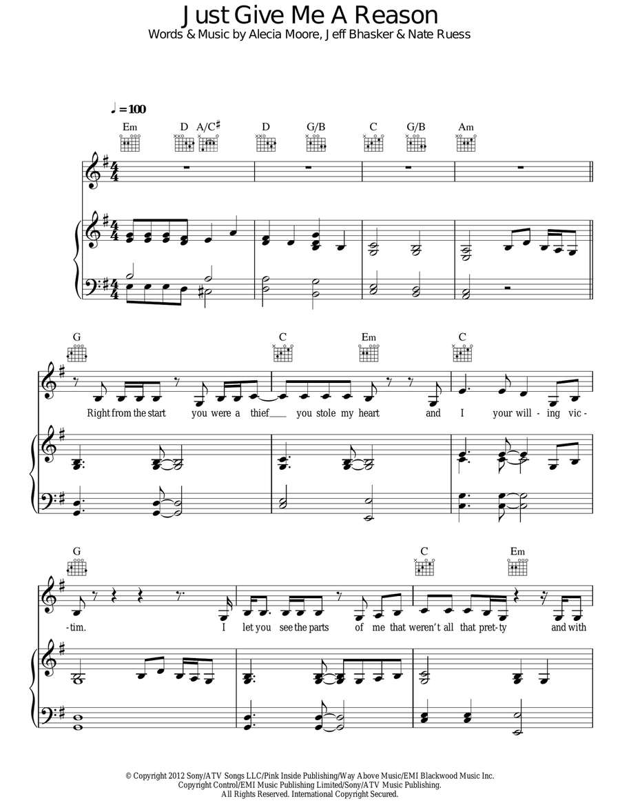 Just Give Me A Reason Guitar scores gallery preview page 1