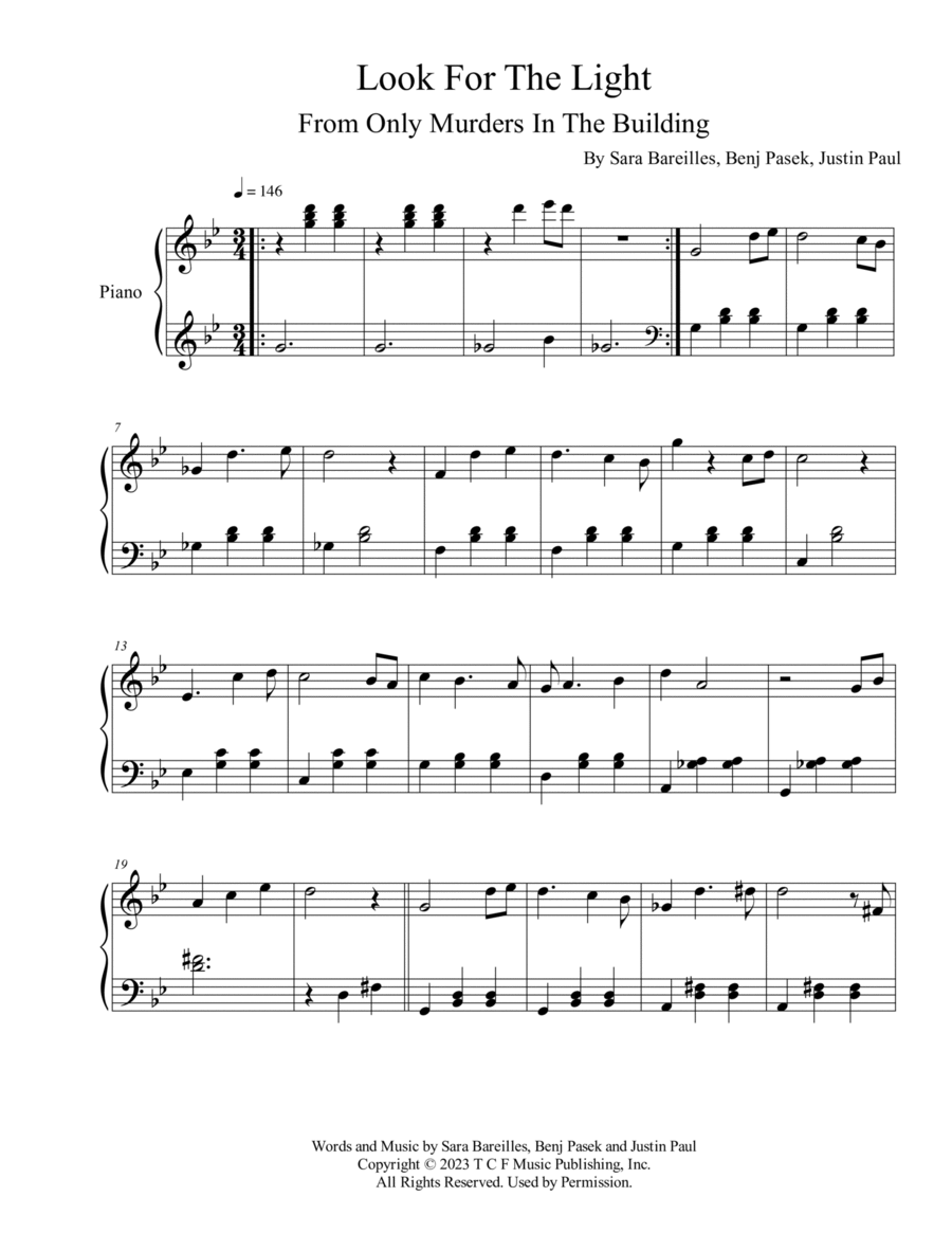 Look For The Light Piano Solo scores gallery preview page 1