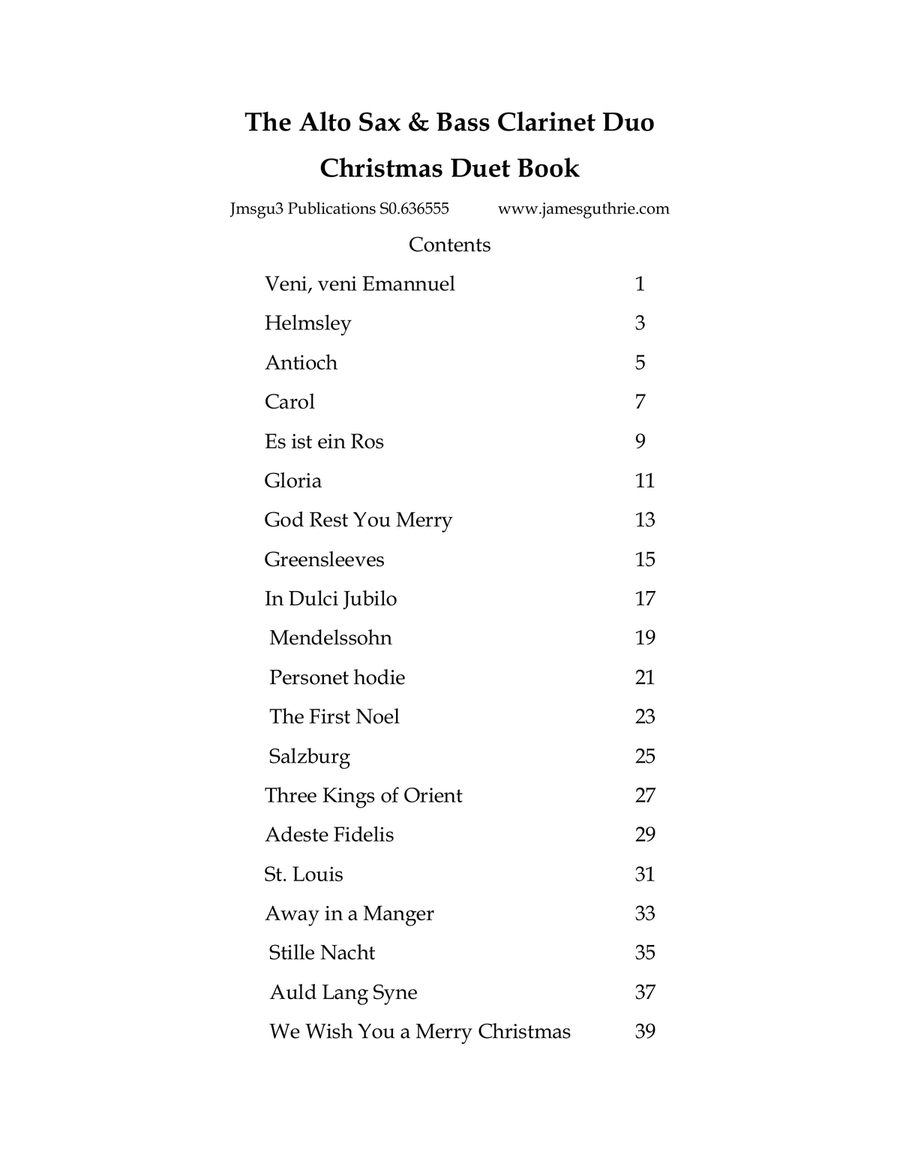 The Alto Sax & Bass Clarinet Christmas Duet Book Woodwind Duet scores gallery preview page 1