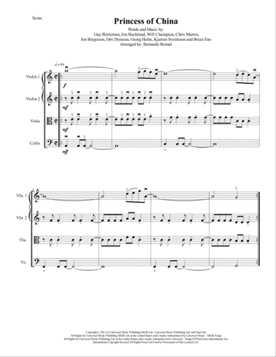 Princess Of China String Quartet scores gallery preview page 3