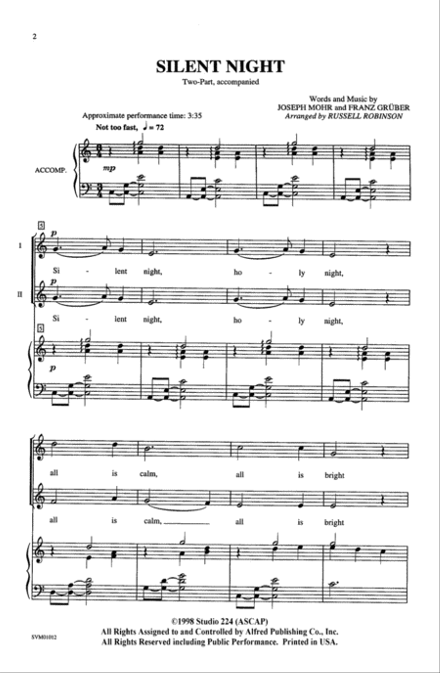 Silent Night Silent Night Choir scores gallery preview page 1