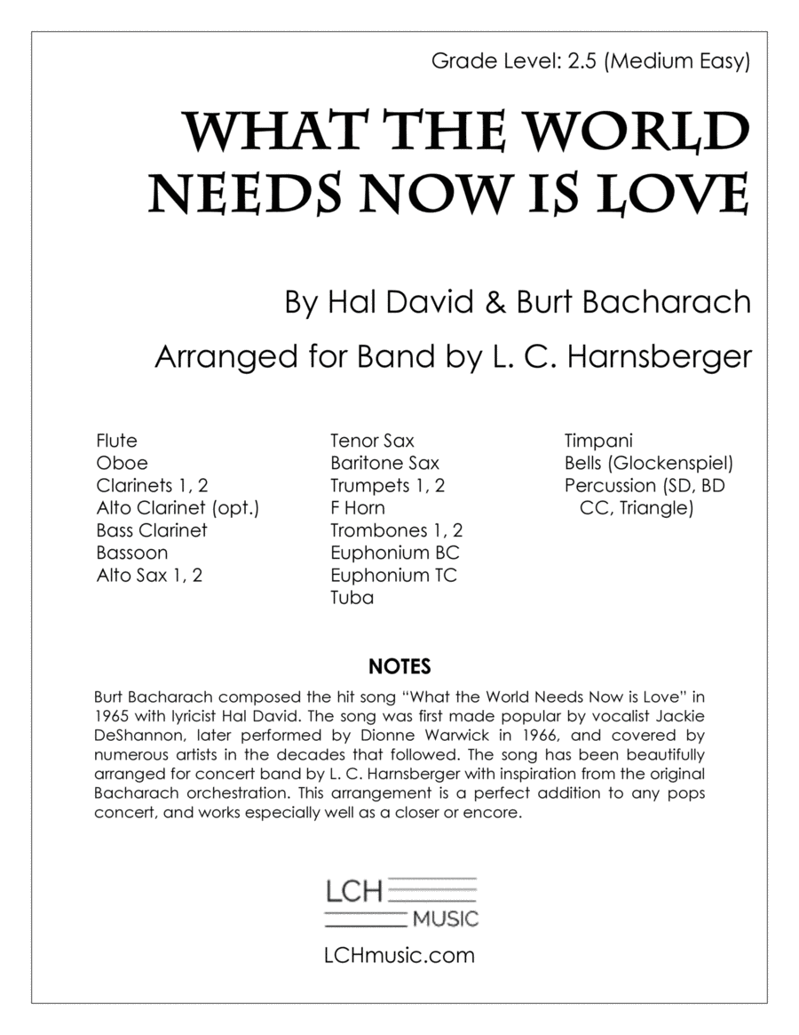 What The World Needs Now Is Love Concert Band scores gallery preview page 1