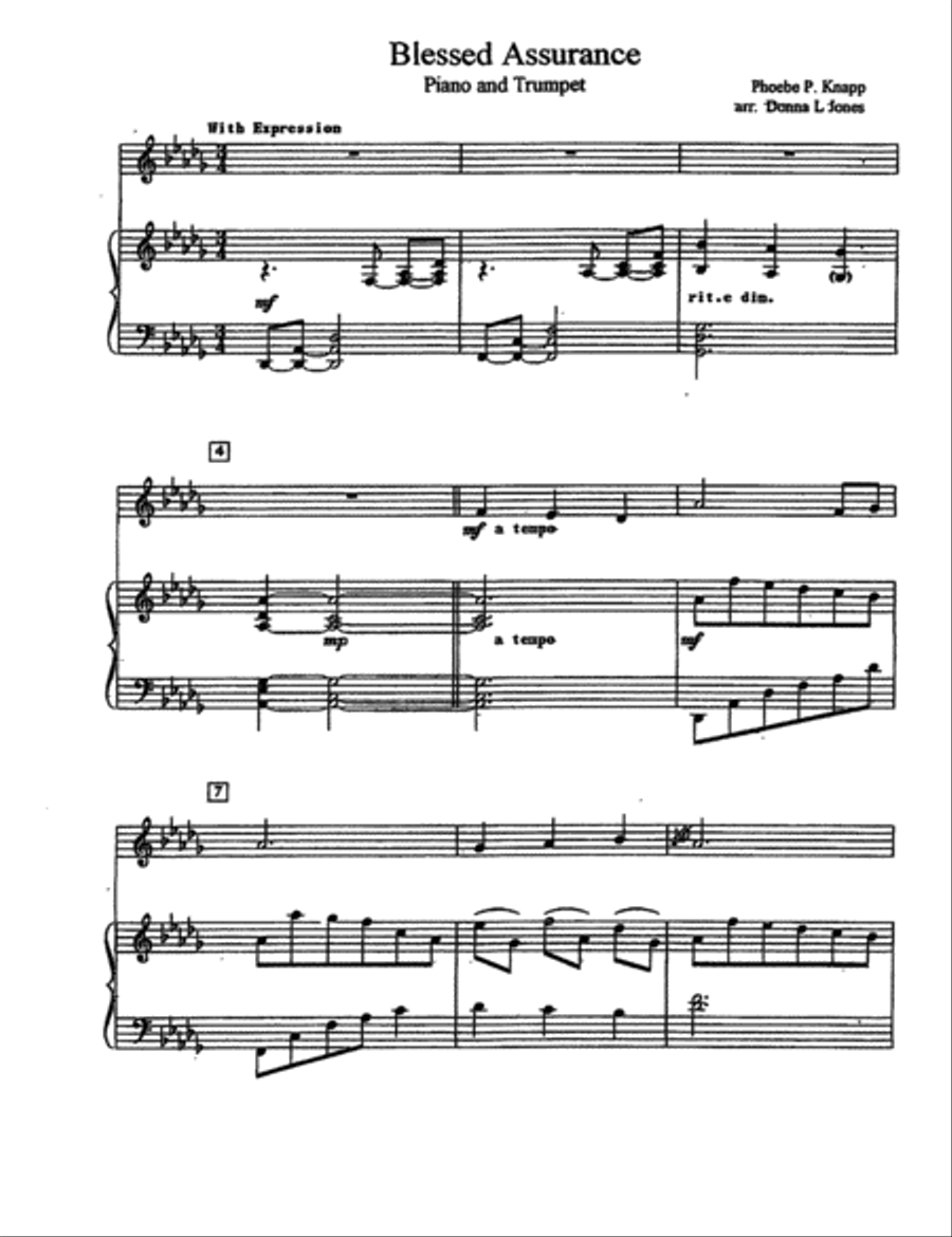 Blessed Assurance - Piano and Trumpet Trumpet Solo scores gallery preview page 1