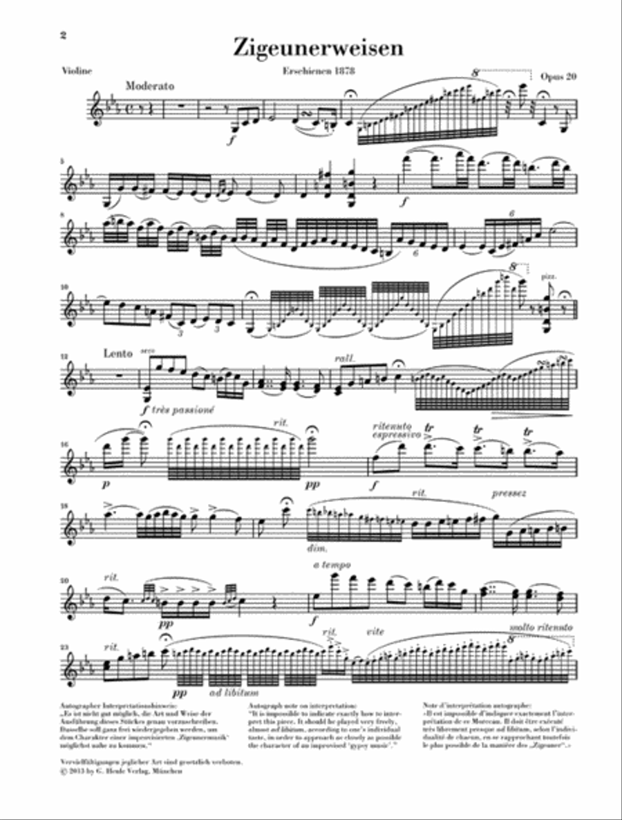 Gypsy Airs, Op. 20 (Zigeunerweisen Opus 20) Violin Solo scores gallery preview page 3