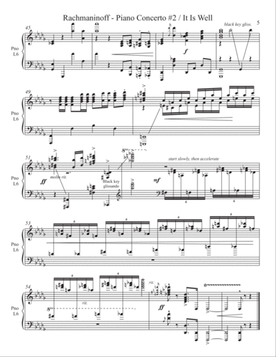Concerto #2 (Rachmaninoff) / It Is Well (2 for 1 PIANO Standalone Arr's) Piano Solo scores gallery preview page 6