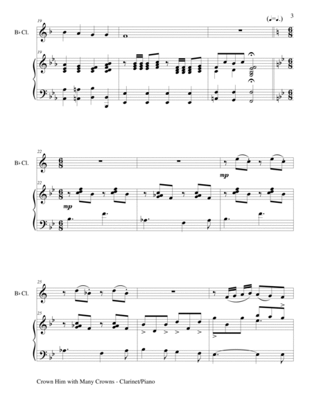 CROWN HIM WITH MANY CROWNS (Duet – Bb Clarinet and Piano/Score and Parts) image number null