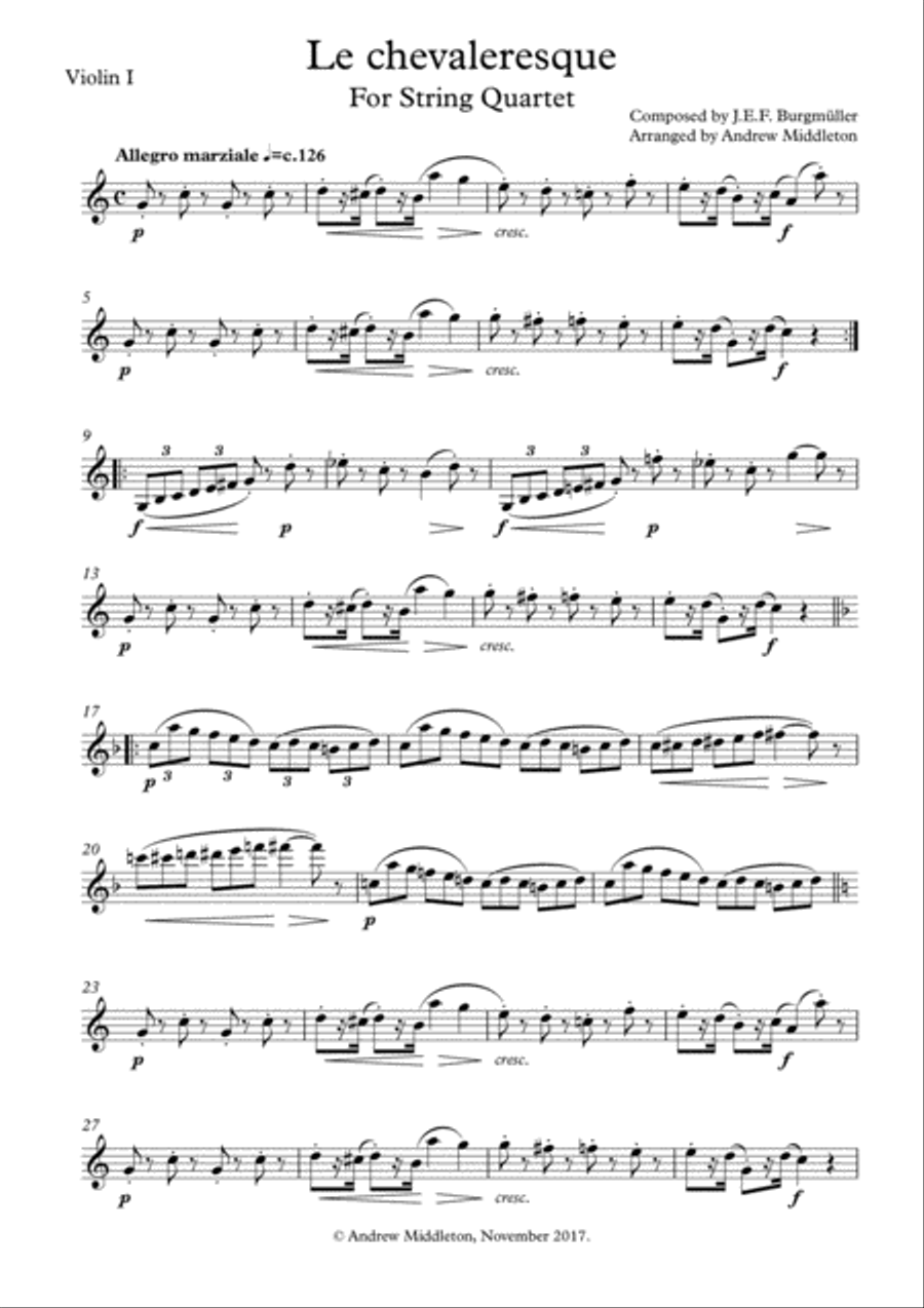 La chevaleresque arranged for String Quartet String Quartet scores gallery preview page 4