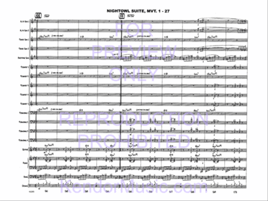 Nightowl Suite, Movement 1 (11 p.m. - Searching For Birdland) Jazz Ensemble scores gallery preview page 29