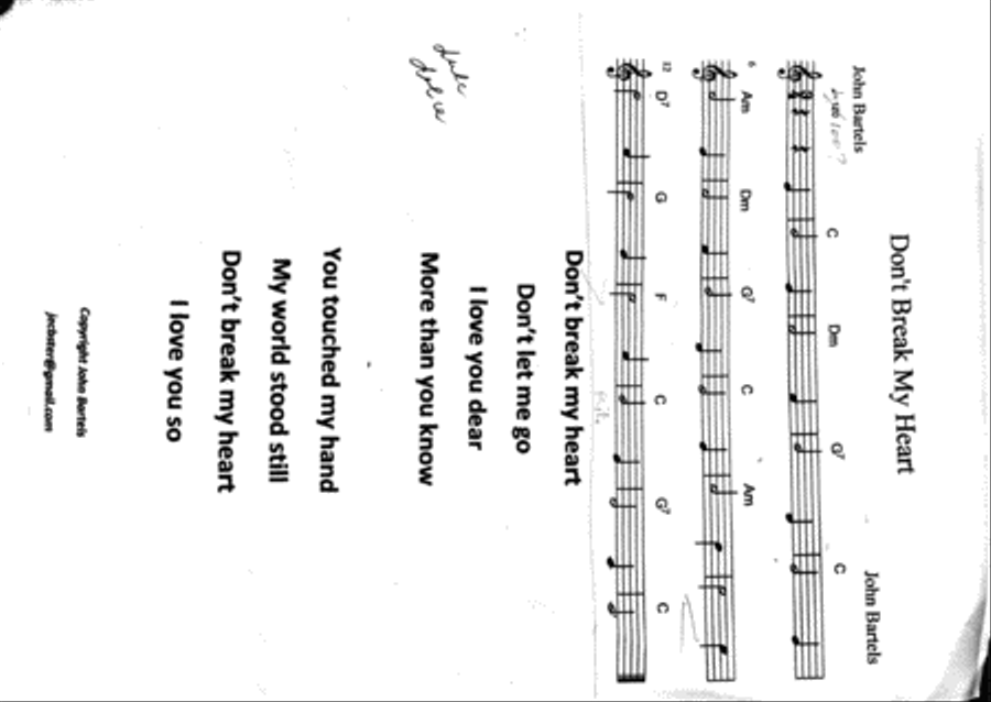 Don’t Break My Heart Piano, Vocal, Guitar scores gallery preview page 1