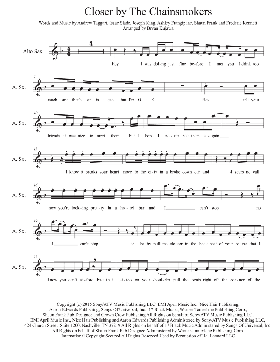 Closer Alto Saxophone scores gallery preview page 1