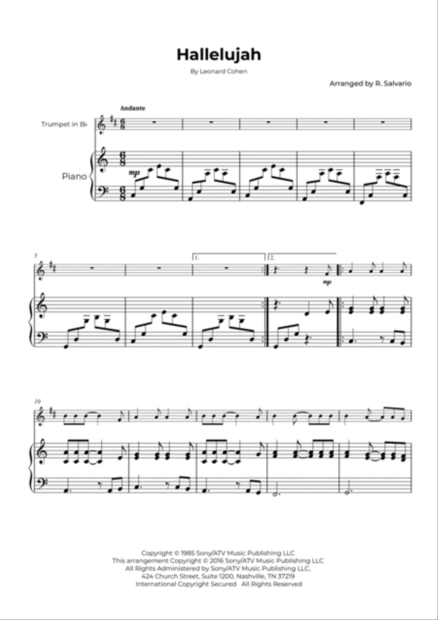 Hallelujah Hallelujah Trumpet Solo scores gallery preview page 2